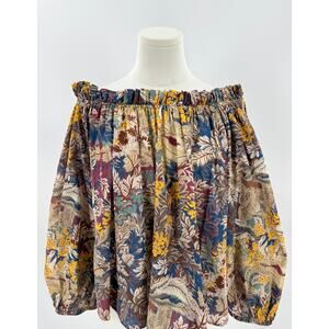 The Great. Prim Top Floral Off the Shoulder Blouse Canopy Leaf Small 1